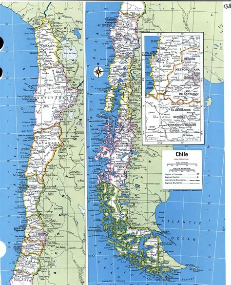 Detaljert kart over Chile Kart for detaljert Chile Sør Amerika