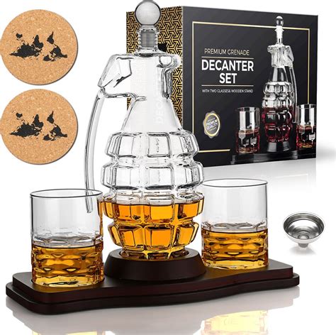 Whiskey Karaf Handgranaat Luxe Whisky Karaf Set 850 Ml Decanteer Karaf