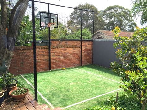 Backyard Basketball Court With Net Installed By Surrey Hills Garden