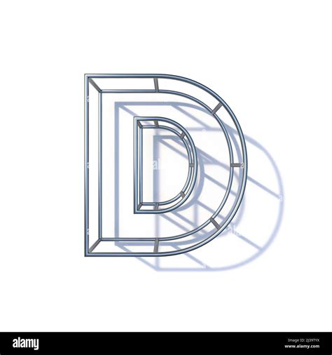 Steel Wire Frame Font Letter D 3d Render Illustration Isolated On White