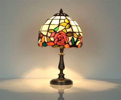 Small Lamp Stained Glass Lamp Flowers Bedside Lamp Small Etsy