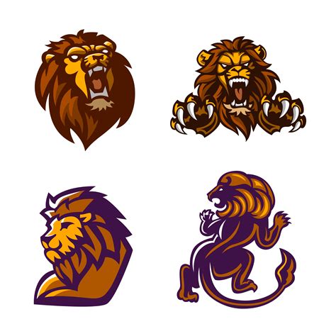 Lion Mascot Logo Set 674085 Vector Art At Vecteezy