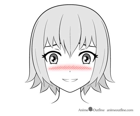 Blush Shy Anime Boy Embarrassed Shy Blushing Face Emoticon Icon Vector