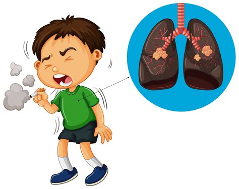 Boy Smoking Cigarette And Unhealthy Lungs Diagram 417665 Vector Art At