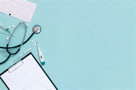 Blue Medical Background Featuring Medicine Background And Clipboard