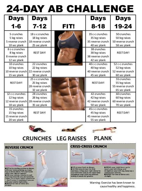24 Day Ab Challenge Printable Ab Challenge Abs Workout Abs
