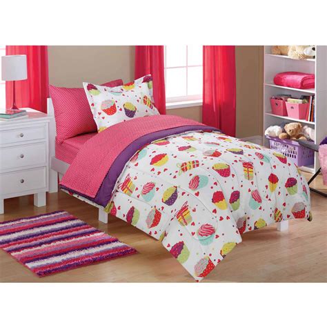 Kids comforter & quilt sets. Mainstays Kids Cupcake Coordinated Bed in a Bag - Walmart ...