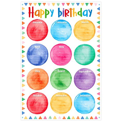 Buy D24time Watercolor Happy Birthday Chart Birthday For Classroom