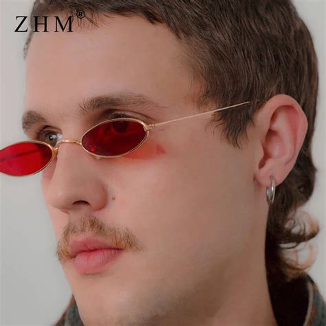 2019 Small Oval Sunglasses For Men Male Retro Metal Frame Yellow Red Vintage Small Round Sun