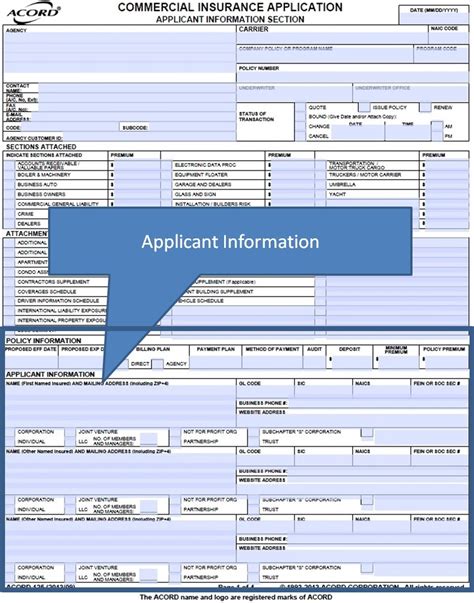 Simply Easier Acord Forms Acord 125 How To Complete The Applicant