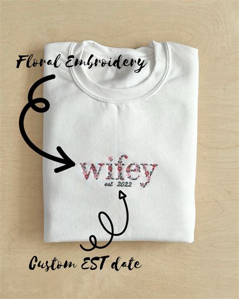 custom floral embroidered wifey est 2023 sweatshirt etsy