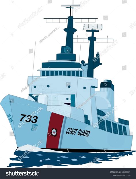 Coast Guard Cutter Vector Illustration Stock Vector Royalty Free