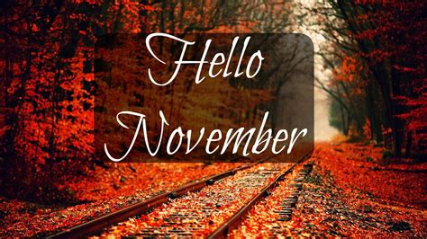 Hello November Red Autumn Leaves Trees Railway Track Background Hd