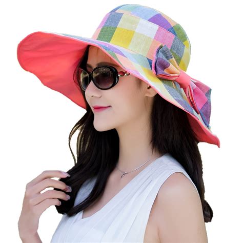 New Summer Bow Large Brim Beach Sun Hats For Women Uv Protection Women Caps With Big Head