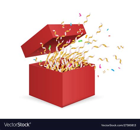 Surprise Box Opening T Box With Confetti Vector Image