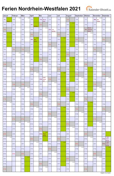 Kalender 2021 Nrw Schulferien Ferien Nordrhein Westfalen 2021 C8b