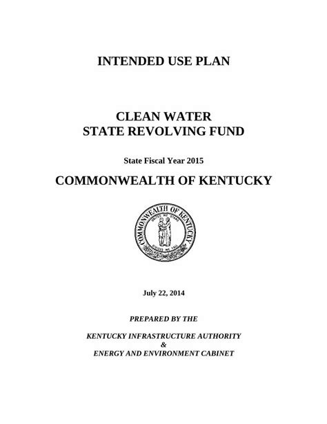 PDF INTENDED USE PLAN CLEAN WATER STATE Kentuckys Intended Use