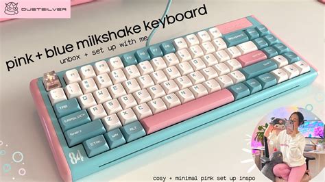 Cute Mechanical Keyboard Unboxing Set Up Pink Blue Milkshake