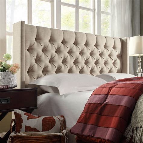 Naples Wingback Button Tufted Linen Fabric Full Size Headboard By Inspire Q Artisan Overstock