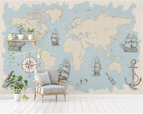 Beibehang Custom Any Size Mural Wallpaper 3d Nautical World Map Mural
