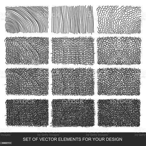 Set Drawing Gradient Texture Brushes Handdrawn Abstract Design Elements