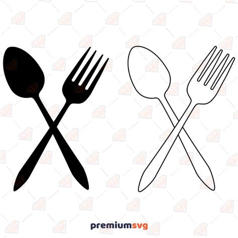 Spoon And Fork Crossed Svg Clipart Cutting File Premiumsvg