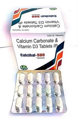 Calcium Carbonate 500mg Vitamin D3 250 Iu 625mcg Tablet 10x10 Tablets At Rs 780box In Rohtak