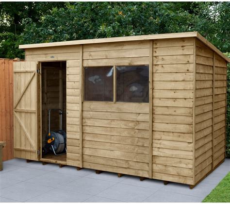 10 X 6 Forest Overlap Pent Shed Pressure Treated Elbec Garden Buildings