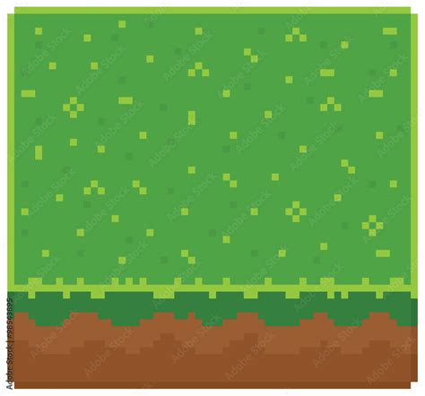 Texture For Platformers Pixel Art Vector Ground Mud Block With Grass