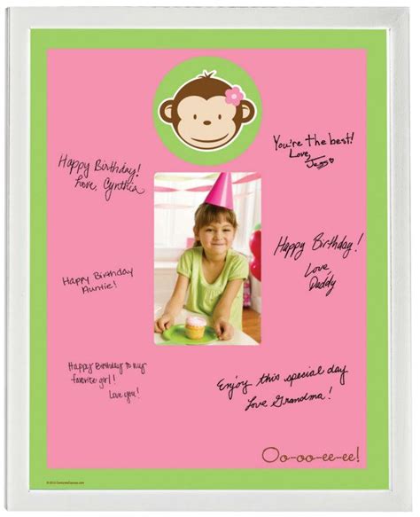 Pink Mod Monkey Signature Matte With White Frame Party Themes Party