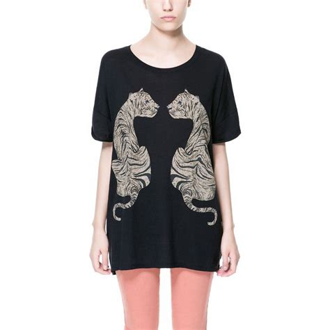 NEW FASHIONS 799104085 Womens O Neck Loose Tiger Print T Shirt