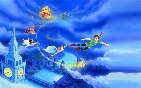 Peter Pan And Wendy Flying To Neverland