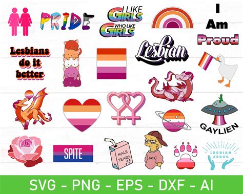 Lesbian Pride Svg Bundle Pride Svg Eps Dxf Ai Png Files For Cricut Etsy