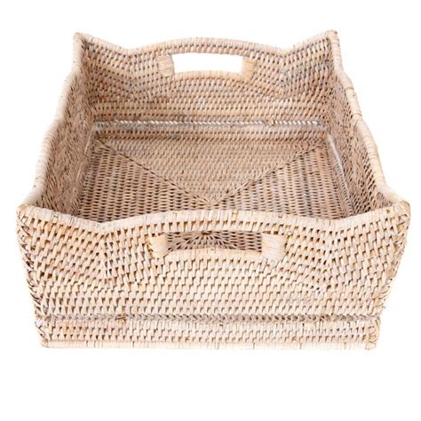 Artifacts Rattan Scallop Collection Rectangular Basket Chairish