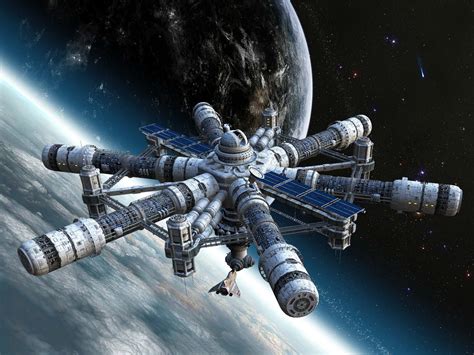 Space Station In Planet Orbit Space Station Space Station Concept
