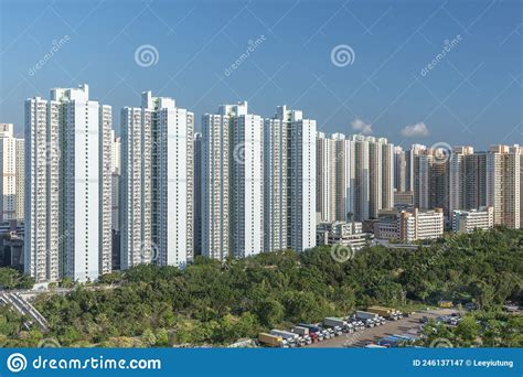 High Rise Residential Building Of Public Estate In Hong Kong City Stock
