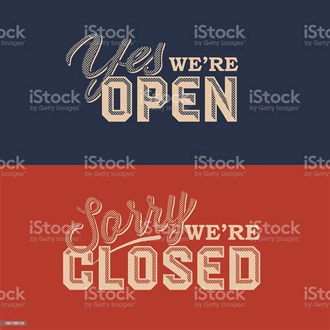 Blue And Red Retro Style Open And Closed Signs Stock Illustration