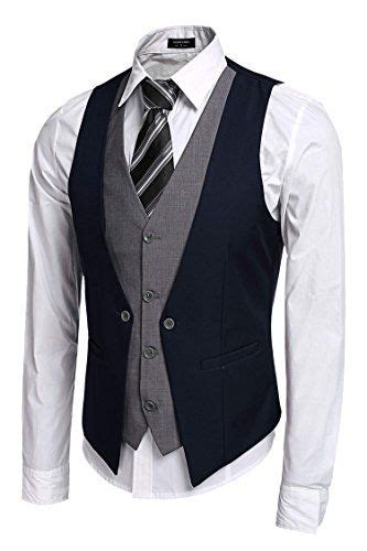COOFANDY Men S Dress Vest Layered Suit Waistcoat Formal Wedding Suit