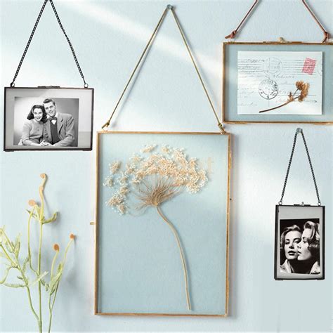Magideal Industrial Style Double Sided Glass Hanging Photo Frame Wall