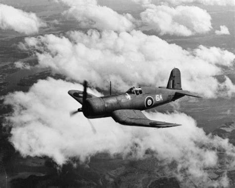 A Chance Vought Corsair Fighter Of The Fleet Air Arm Cruises Leisurely