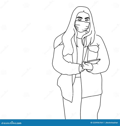 Coloring Pages Illustration Of People In Mask Vector Illustration Of People Wearing A Mask