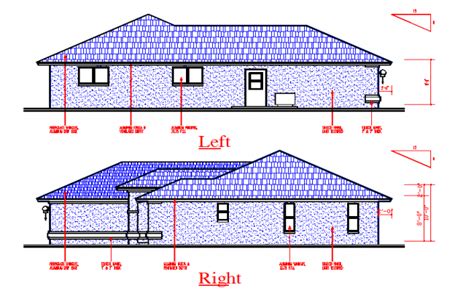 Bungalows Left Right Elevation Cad File