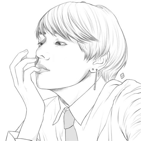 Kim Taehyung Coloring Page Free Printable Coloring Pages