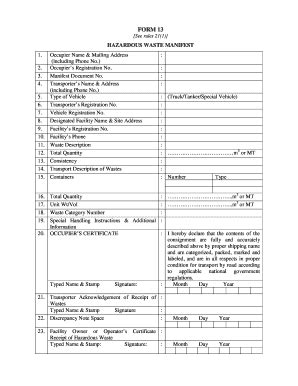 Hazardous Waste Manifest Form 13 Fill And Sign Printable Template Online
