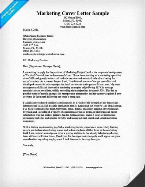 Marketing Cover Letter Template Inspirational Marketing