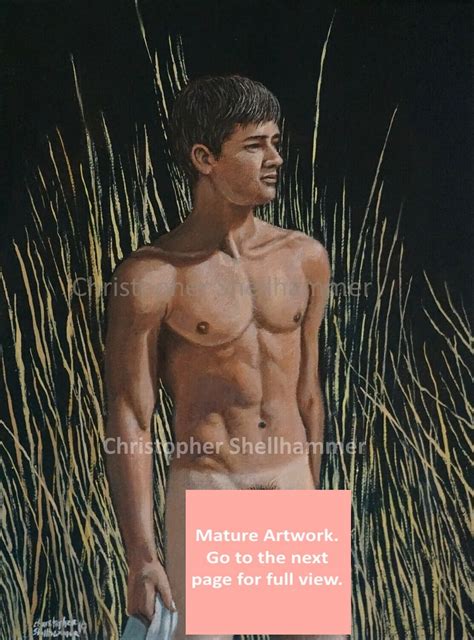 Naked Male Art Print Of Bather Walking In Grassy Field In Etsy Uk