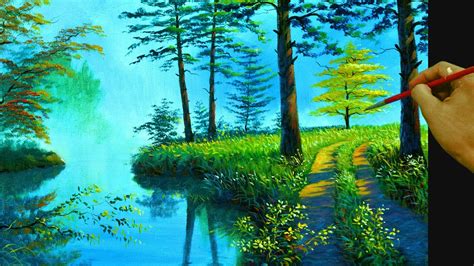 How To Paint Landscape View With Pathway Near The River In