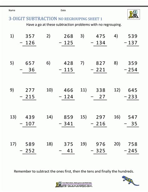 Click on the hyperlink to download the pdf and print out the pages for use in your classes. 3 Digit Subtraction With Regrouping Worksheets Pdf ...