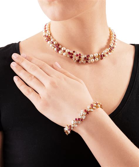 Repossi Demi Parure Rubis Perles De Culture Et Diamants Ruby