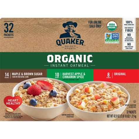 Quaker Organic Instant Oatmeal Packets Variety Pack 32 Ct 429 Oz